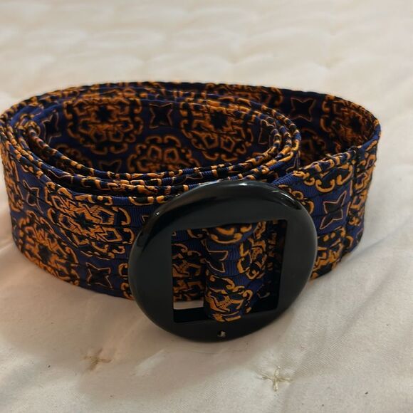 J. Crew Womens 100% Silk Belt Size S/M 41"L Blue Orange Geometric - Picture 5 of 6